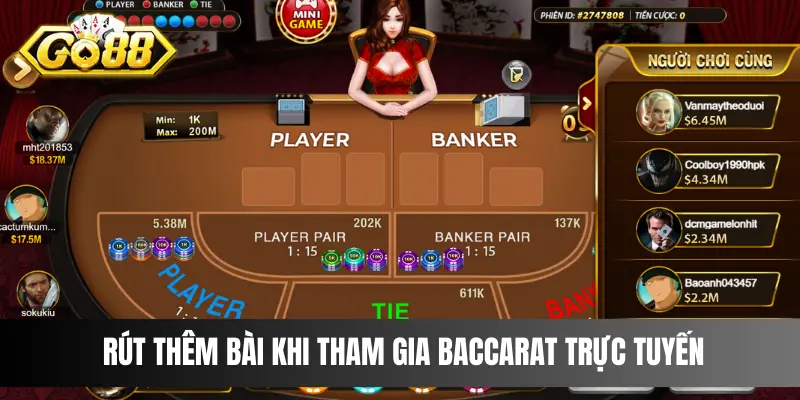 Rút thêm bài khi tham gia Baccarat trực tuyến