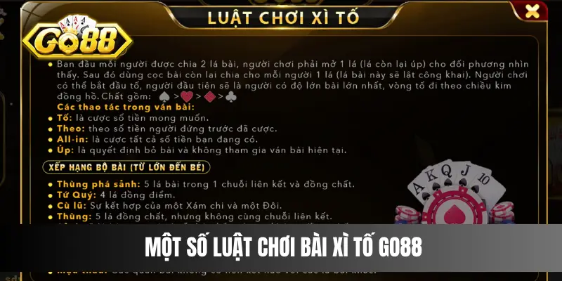 Một số luật chơi bài Xì Tố Go88